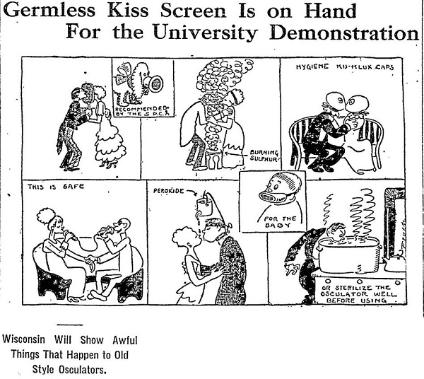 Illustration of germless kissing techniques.